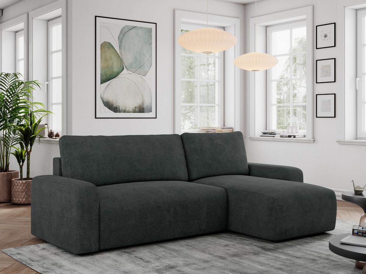 ECKSOFA ARGOS Dunkelgrau Struktur - Dunkelgrau/Schwarz, Kunststoff/Textil (245/150cm) - MKS