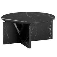 COUCHTISCH rund in Stein-Optik – modernes Design in Großformat, Schwarz 70x70x33 cm - Schwarz, Holzwerkstoff (70/70/33cm) - KADIMA DESIGN