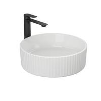 WASCHBECKEN Keramik mit vertikalen Rillen Weiß Ø36 / 11,5 cm - Weiß, Keramik (36/11.5/36cm) - EMKE