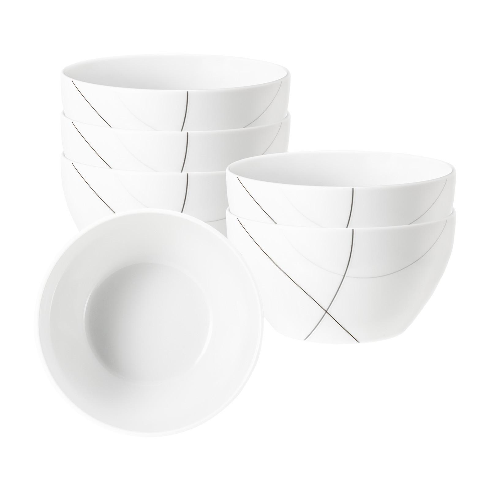 MÜSLISCHALEN Trio Highline weiß-grau ø 15 cm 6er Set - Weiß/Grau, Keramik (14.9cm) - Seltmann Weiden