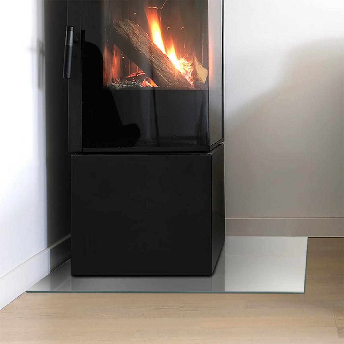 GLASPLATTE für Kamin 60x40 cm - Grau, Glas (60/40/0.4cm) - TULUP
