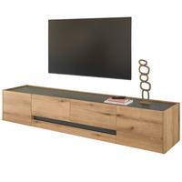 TV-LOWBOARD Eiche Evoke, grau 223 cm, großer TV Unterschrank mit viel Stauraum - Eichefarben/Schwarz, Holzwerkstoff/Kunststoff (223/40/45cm) - Furn.Design