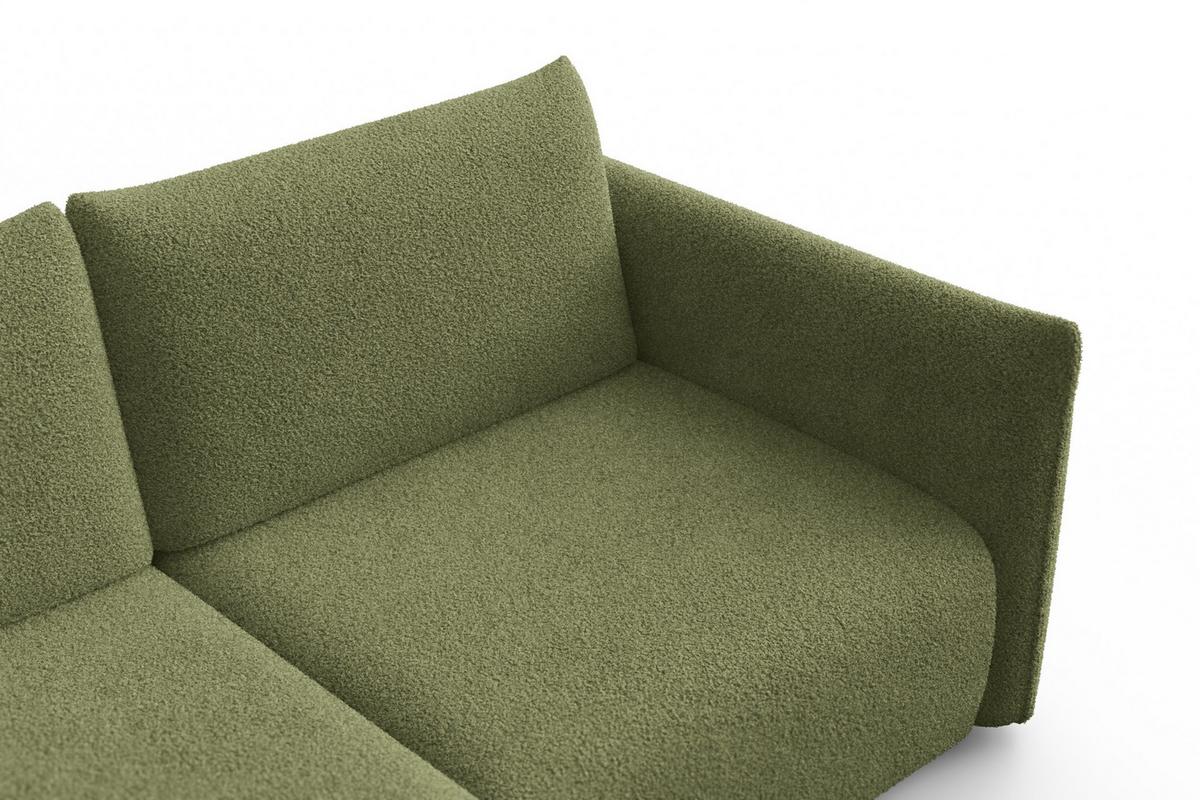 ECKSOFA TAUER 3-Sitzer LINKS, Bouclé-Stoff grün - Schwarz/Grün, Holz/Textil (173/206cm) - Courtois Laville