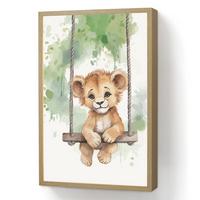 WANDLEUCHTE MIT AKKU Löwe - Tier - Kinder - Dschungel 40x60 cm - Weiß, Holzwerkstoff (40/60/8cm) - OnlyWow