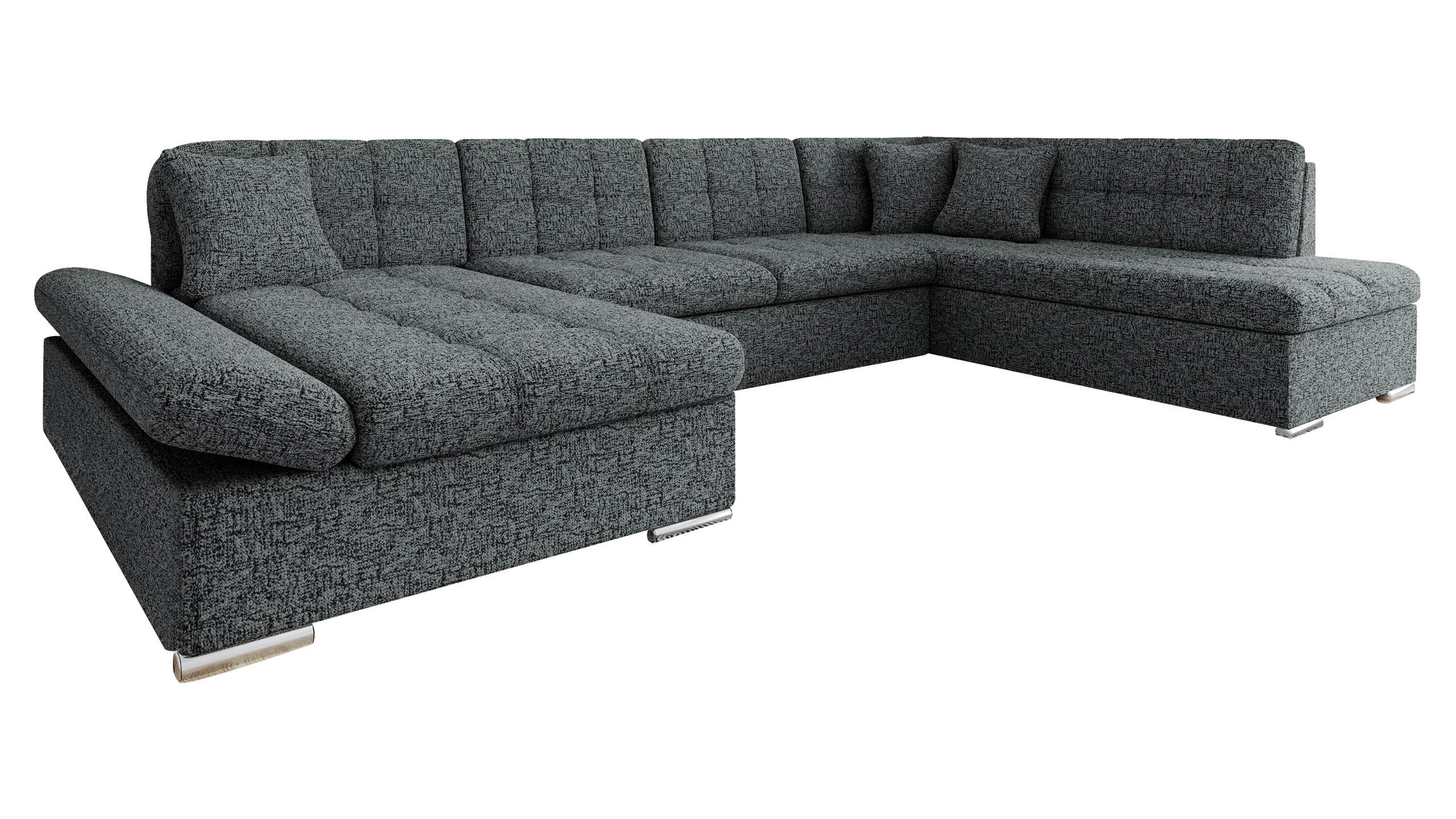 ECKSOFA Bergen, Seite: Links - Greige/Silberfarben, Holz/Textil (345/76/205cm) - MIRJAN24