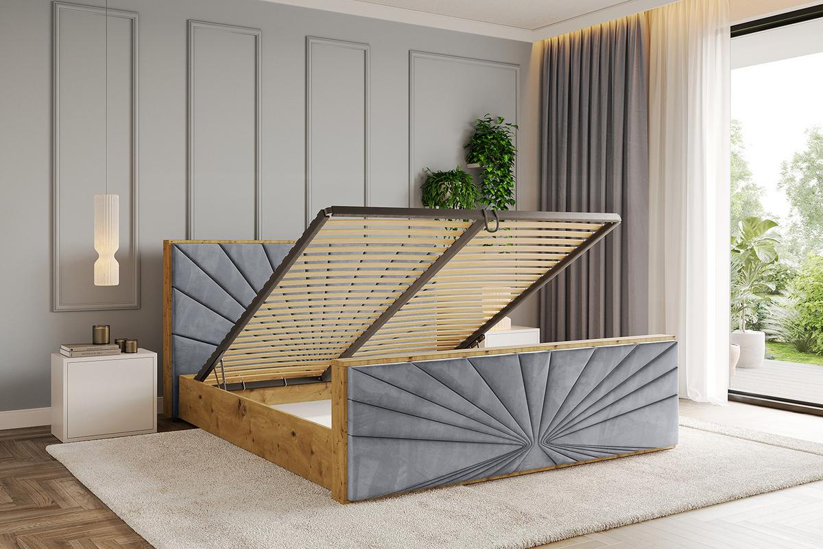POLSTERBETT mit Bettkasten, Fußteil und Lattenrost, Boxbett mit Matratze H3/H4 - ENZO6-Z 120x200 Grau - Grau, Holzwerkstoff/Textil (120/200cm) - ALTDECOR