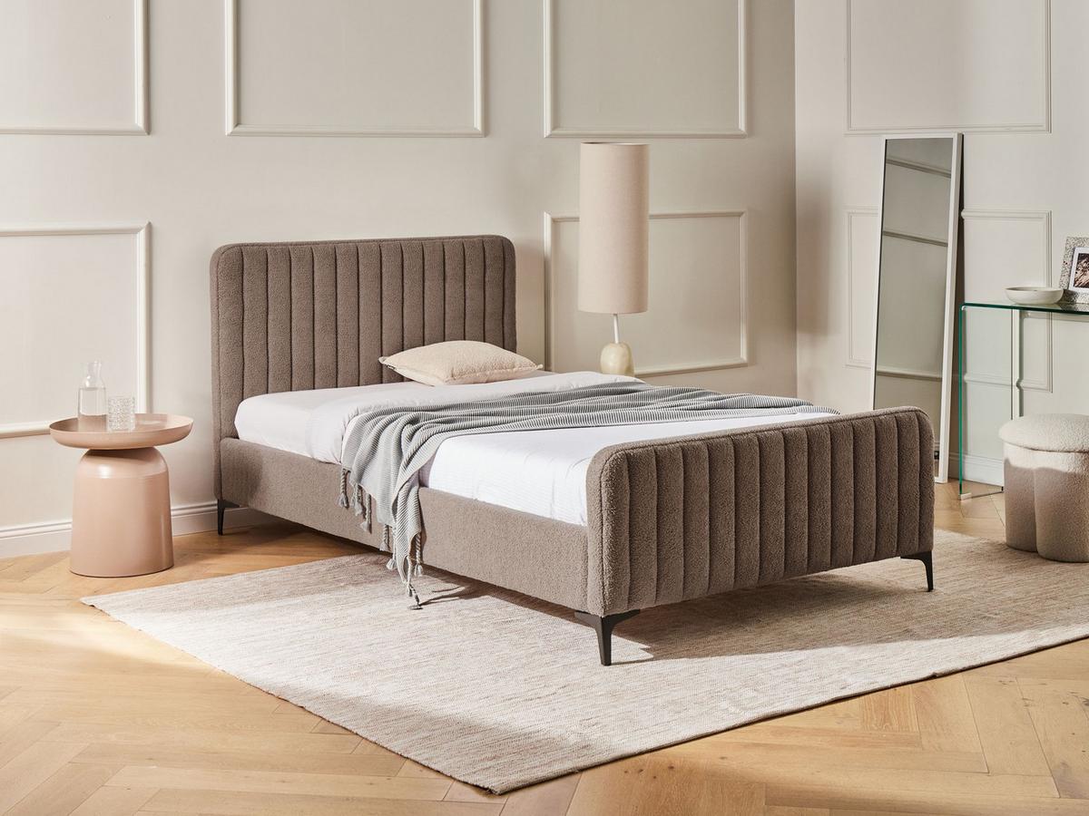 BETT mit Lattenrost 120/200 cm Taupe Lunan - Taupe/Schwarz, Textil (120/200cm) - Beliani