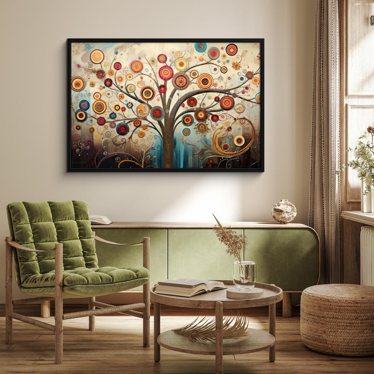 POSTER MIT RAHMENGERAHMTES BILD Baum - Baum des Lebens - Farbe 120x80 cm - Braun, Papier (120/80cm) - MuchoWow