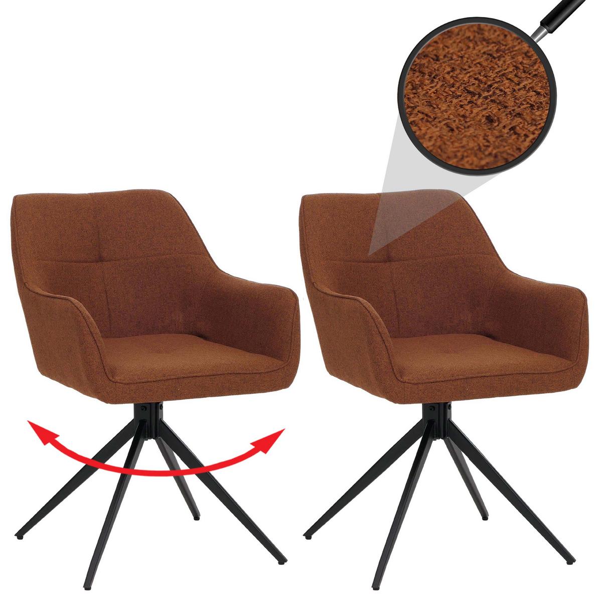 ESSZIMMERSTUHL Schwarz, Orange 2er-Set - Terracotta/Schwarz, Textil (53/80/59cm) - MCW