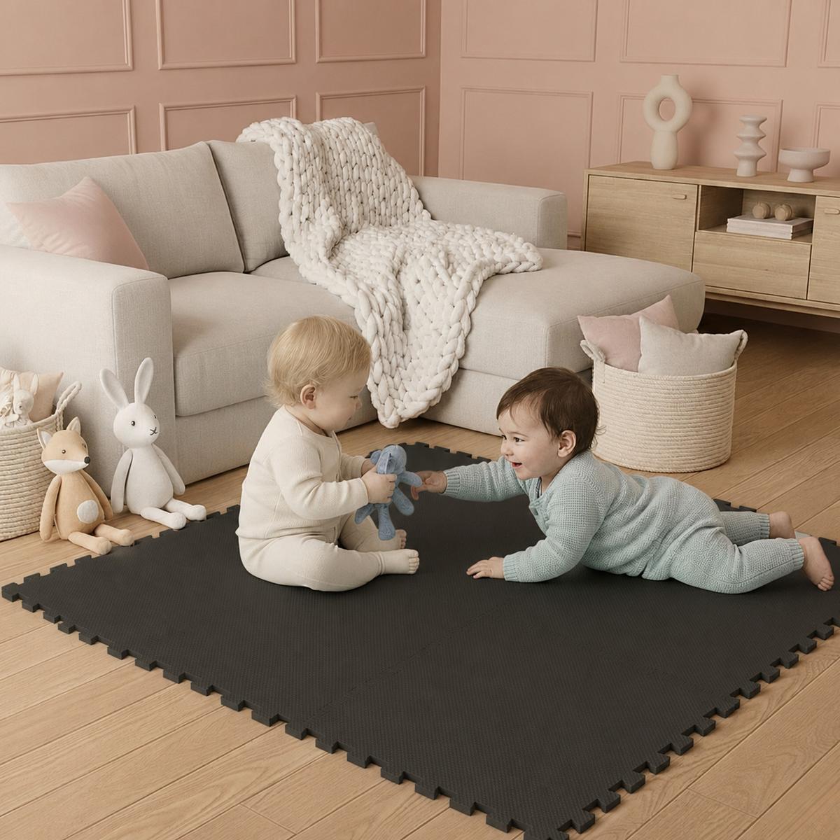 SPIELMATTE ab Null 90 cm Baby Puzzlematte Schwarz - Schwarz, Kunststoff (30/30cm) - Littletom