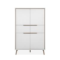 HIGHBOARD mit 4 Türen und 2 Schubladen - Arona - 90/38/140 cm - Weiß/Eiche Artisan, Holzwerkstoff (38/140/50cm) - Calicosy