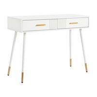 SCHMINKTISCH in Weiß mit goldenen Metallbeinen & 2 Schubladen - Weiß, Holzwerkstoff (100/76/40cm) - Urban Meuble