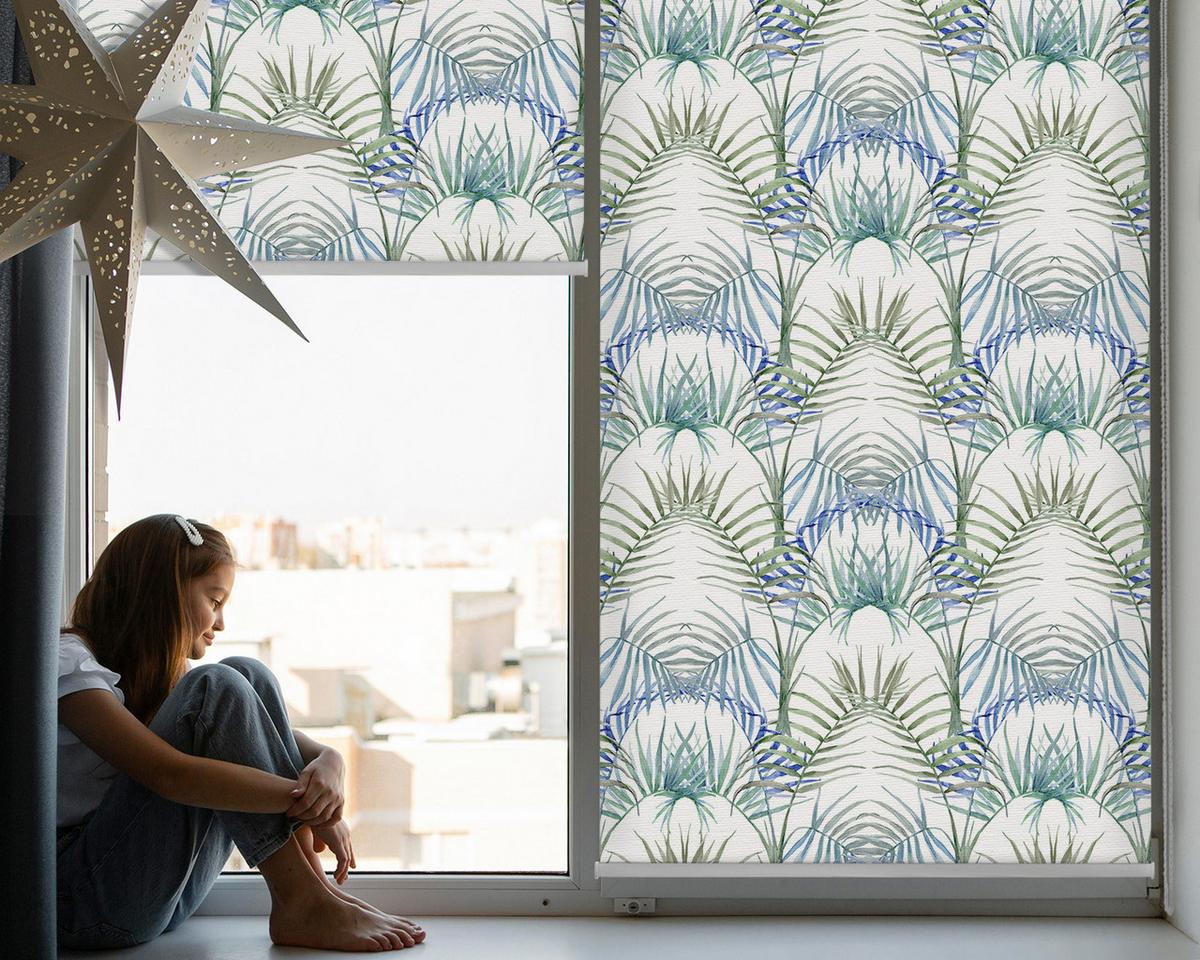 INNENROLLO - Fensterrollo - Rollo - 100x100 cm - Bunte Blätter - Grün, Kunststoff (100/100/0.5cm) - TULUP