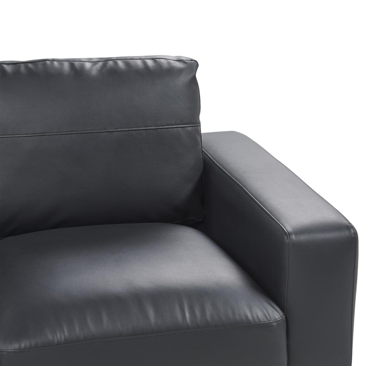 3-SITZER-SOFA Kunstleder schwarz Sovik - Schwarz, Kunststoff/Textil (215/72/87cm) - Beliani