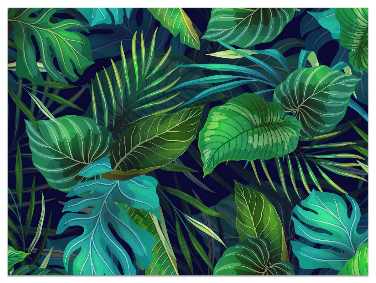 FOTOTAPETE Tropische Blätter Pflanzen Natur 100x70 - Türkis/Grün, Papier (100/70cm) - Muralo