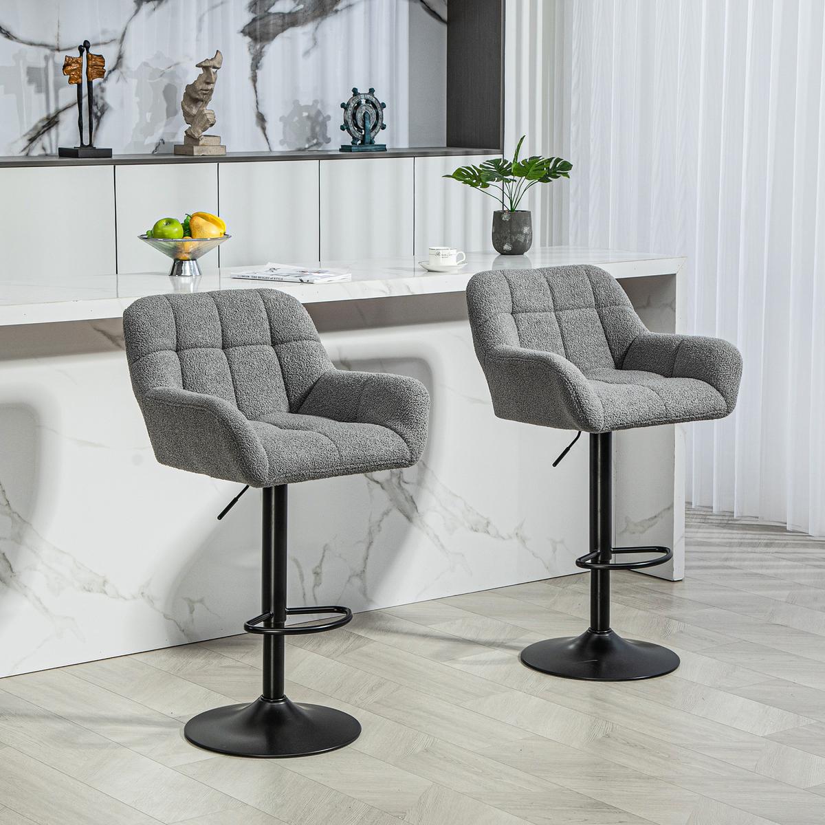 BARHOCKER 2er Set Polyester Stahl Grau - Grau, Textil (52.5/114/57.5cm) - HOMCOM