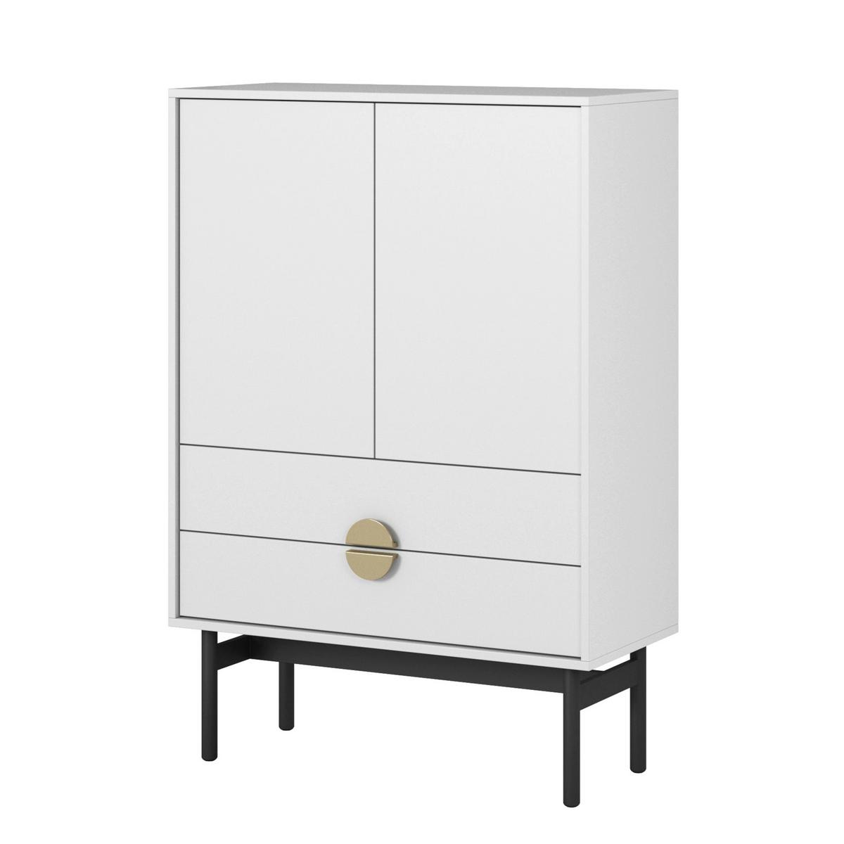 HIGHBOARD Stoon II WEISS 85 CM - Goldfarben/Schwarz, Holzwerkstoff/Metall (85/124/38cm) - Selsey