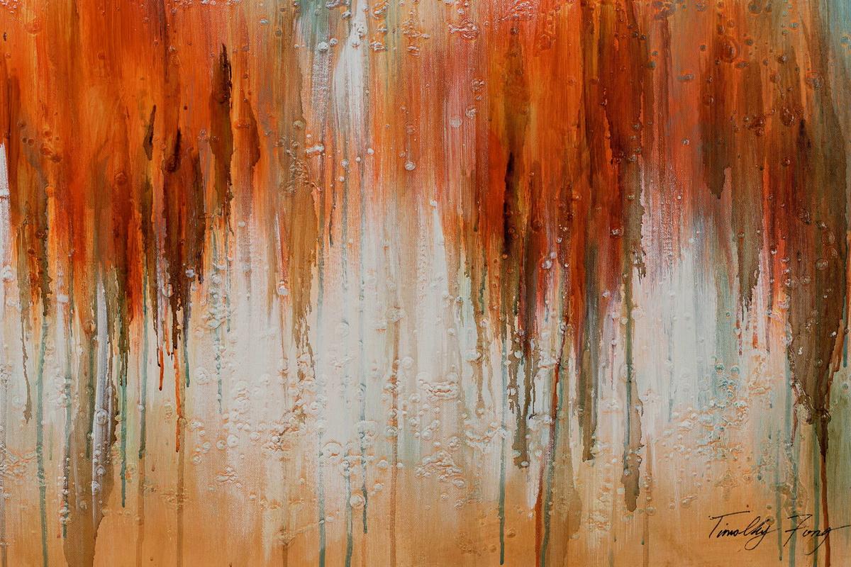 ACRYLBILD HANDGEMALT 120/60 cm - Orange/Grün, Holz/Textil (120/60cm) - KUNSTLOFT