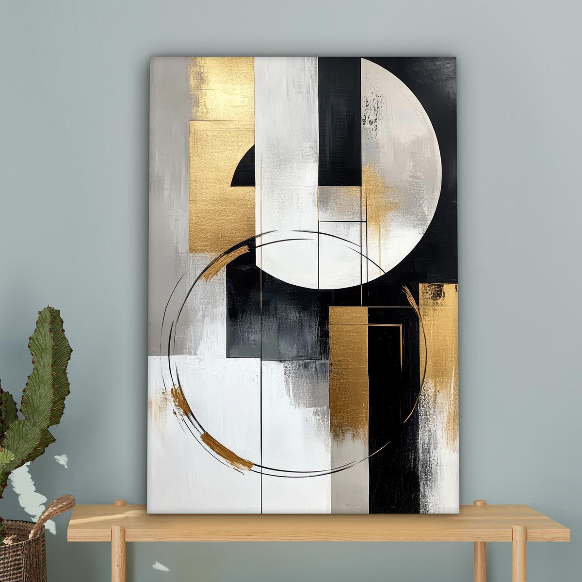LEINWANDBILD Abstrakt - Gold - Silber - Formen - Ästhetik Wanddeko 40x60 cm - Multicolor, Textil (40/60cm) - MuchoWow