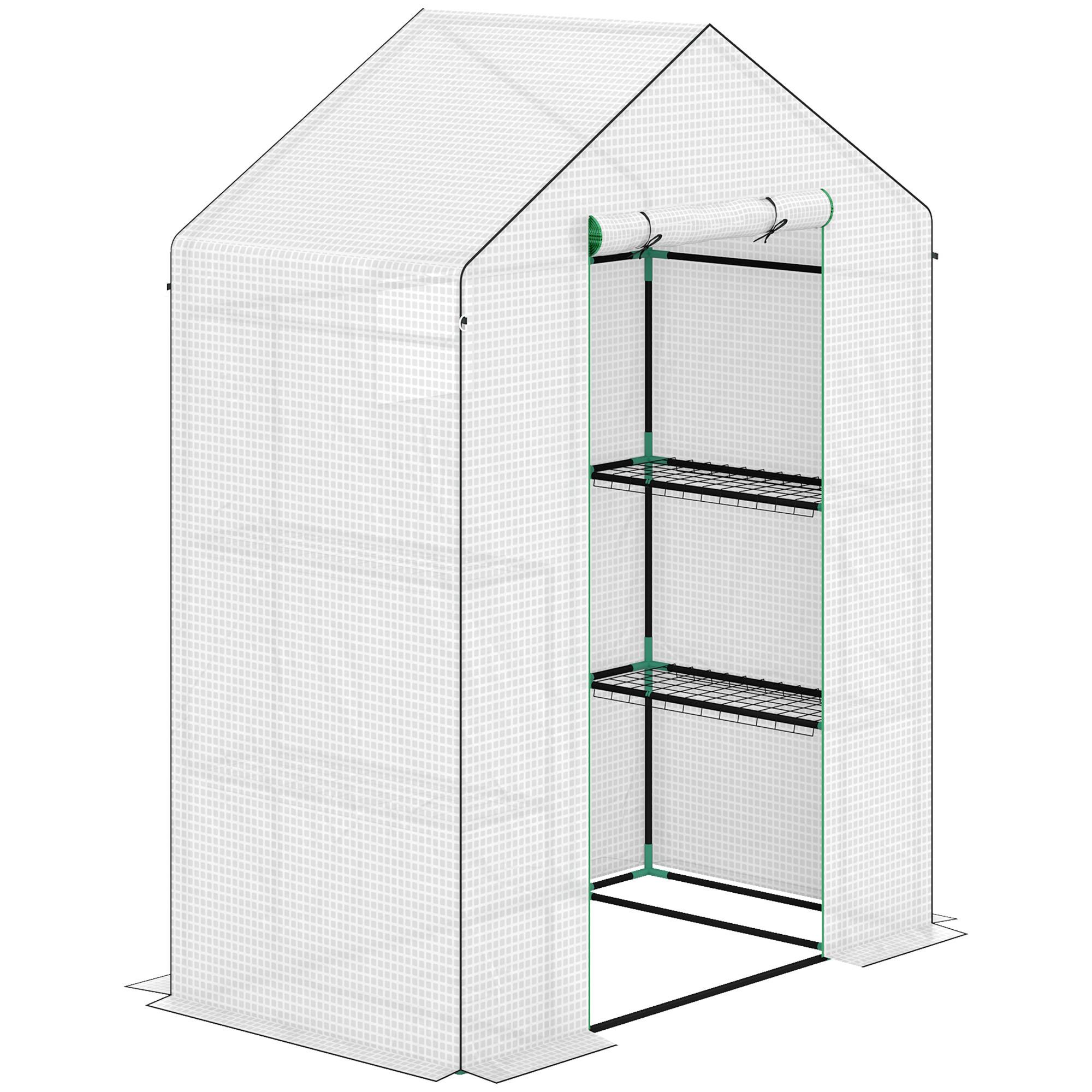 GEWÄCHSHAUS, 143L x 74B x 190H cm - Weiß, Metall (74/190/143cm) - Outsunny