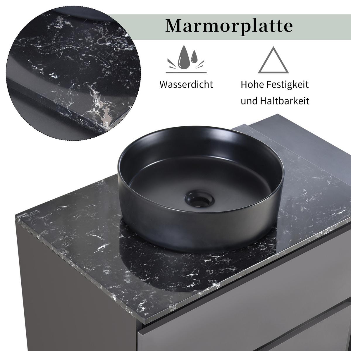WASCHTISCHKOMBI Schwarz-Grau mit Keramikbecken - Grau, Holzwerkstoff (80/48/44cm) - Urban Meuble