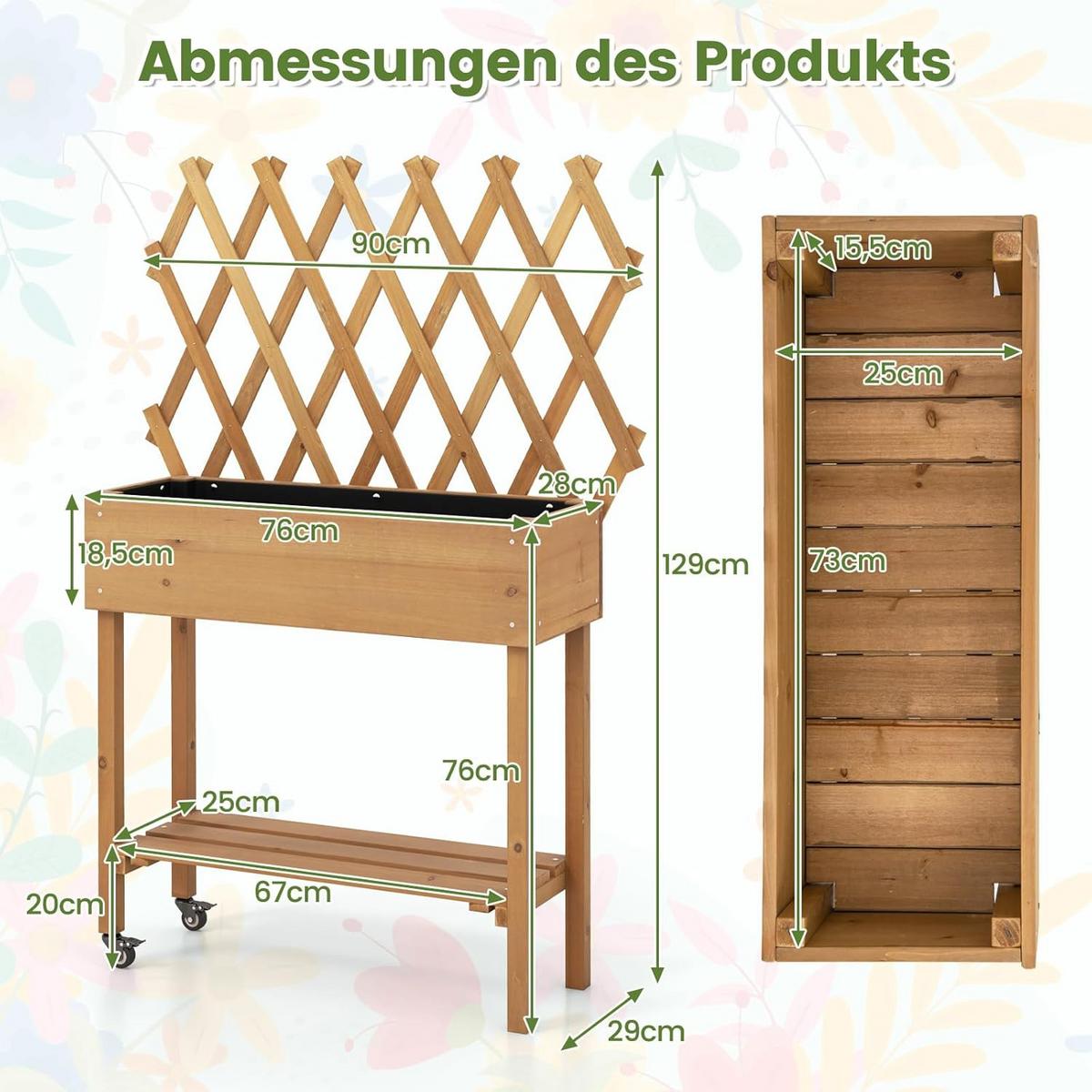 HOCHBEET Braun - Braun, Holz (90/19/29cm) - COSTWAY