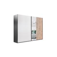 SCHWEBETÜRENSCHRANK BARD 250/215/65 cm 2-türig mit Spiegel Schwarz - Kaschmir/Schwarz, Holzwerkstoff (250/215/65cm) - MASSENO