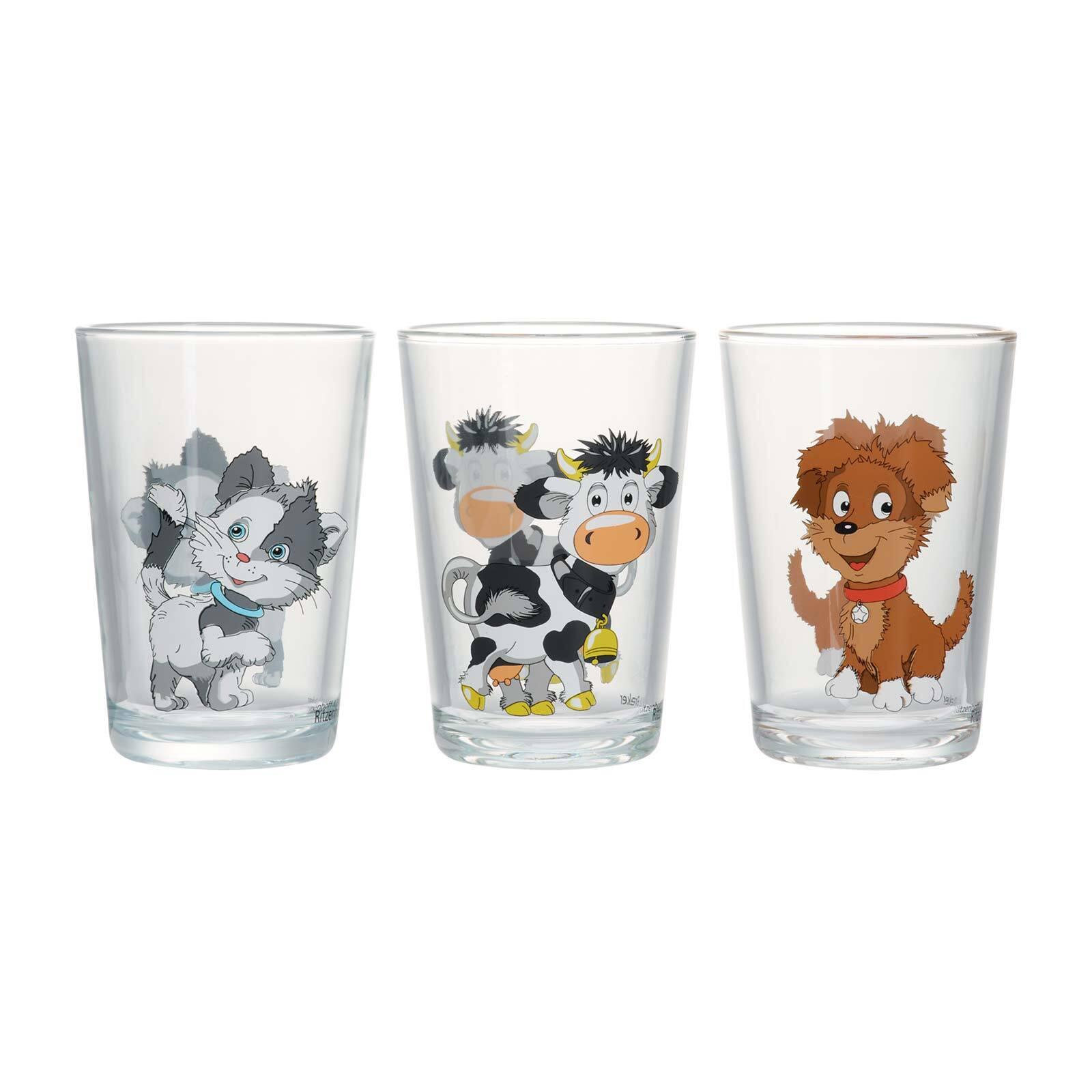 KINDERGLÄSER Hoftiere bunt 205 ml 3-tlg. - Multicolor, Glas (0.205L) - Ritzenhoff Breker