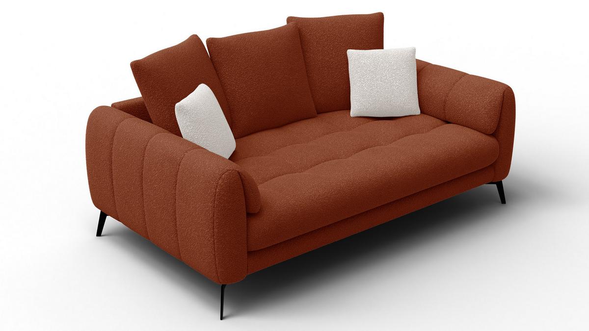 SOFA CALME 2,5-Sitzer, dunkelorange - Dunkelorange/Schwarz, Holz/Textil (199/92/108cm) - Wozimo