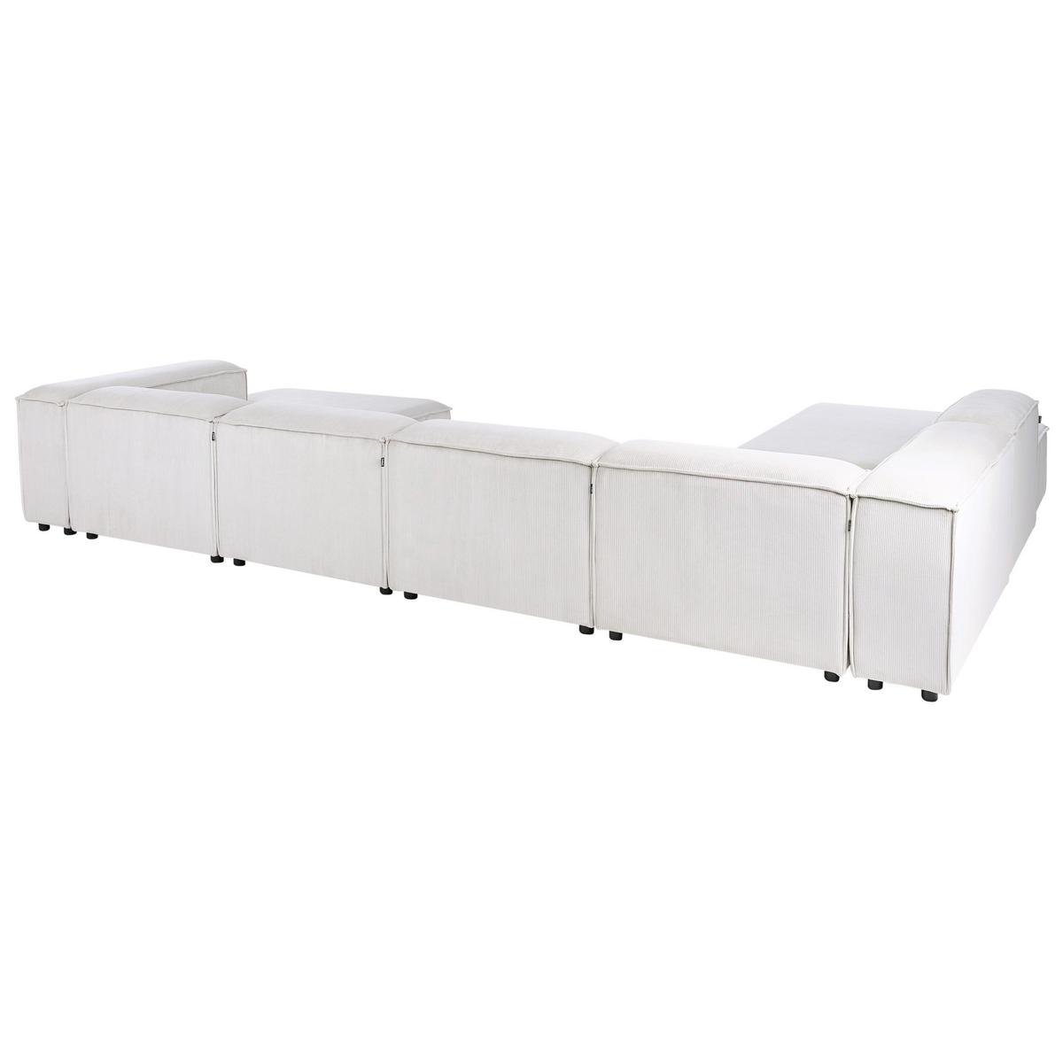 ECKFSOFA Modul 5-Sitzer rechtsseitig Cremeweiß Cord Ardal - Creme/Schwarz, Textil (414/269cm) - Beliani