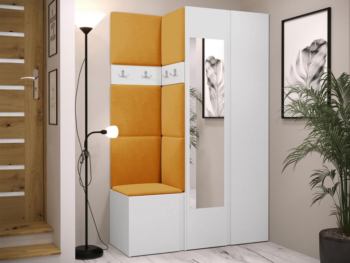 GARDEROBEN-SET Orion XXVI - Weiß/Orange, Holzwerkstoff/Kunststoff (116/186/46cm) - MIRJAN24