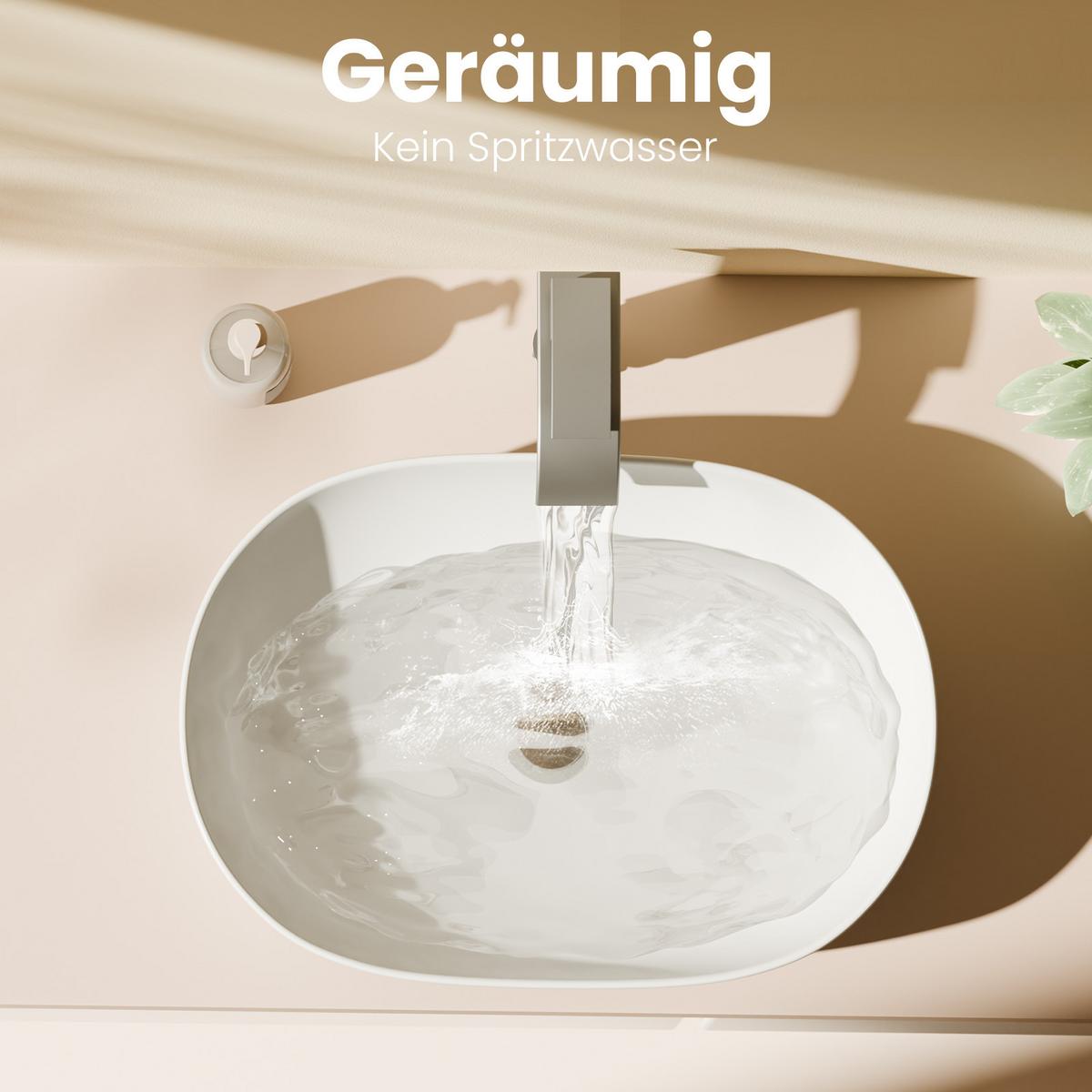 WASCHBECKEN Quadratisch R-Ecken Weiß 60 / 41,5 / 13,5 cm - Weiß, Keramik (60/13.5/41.5cm) - EMKE