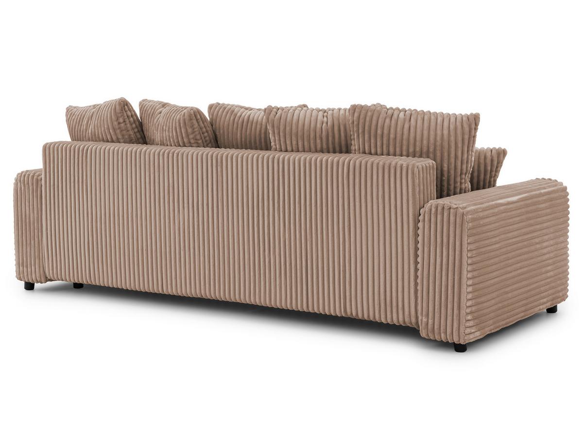 SCHLAFSOFA Calma mit Bettkasten im Bumpy-Design aus weichem Beige Plüschcord - Beige/Schwarz, Holz/Kunststoff (239/88/98cm) - S-Style