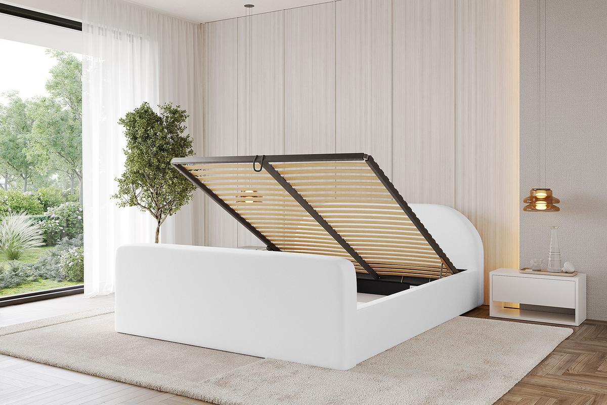POLSTERBETT mit Bettkasten, Fußteil und Lattenrost, Boxbett mit Matratze H3/H4 - TIVON-Z-V1 180x200 Weiß Kunstleder - Weiß Hochglanz, Holzwerkstoff/Textil (180/200cm) - ALTDECOR