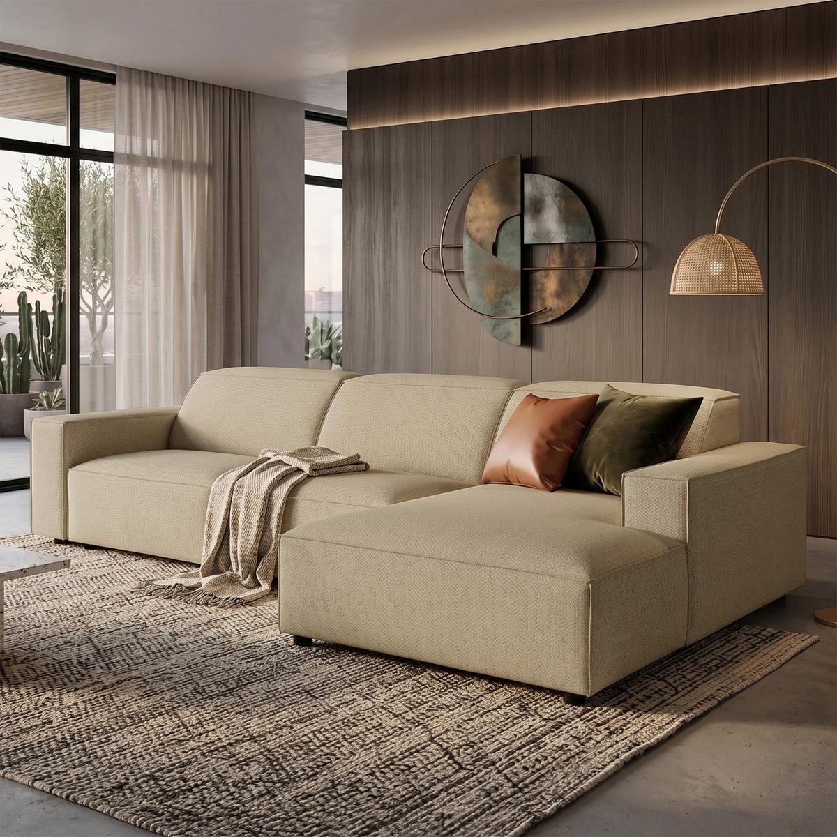 ECKSOFA Sellmo 287 cm - Schwarz/Cappuccino, Kunststoff/Textil (292/166cm) - Selsey