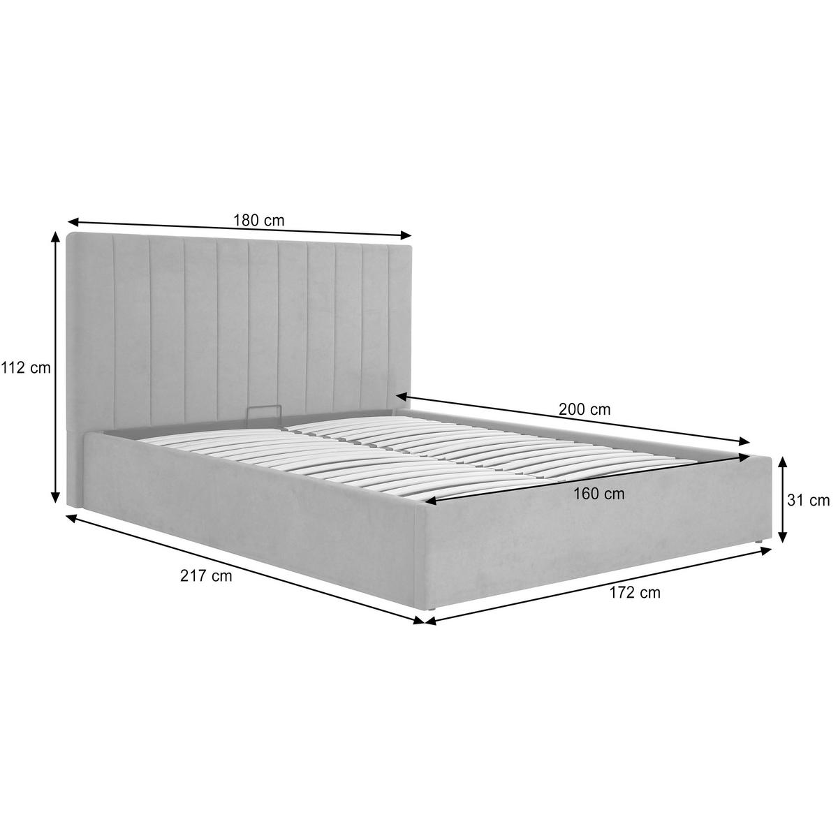 POLSTERBETT Melvio Doppelbett 160x200 cm mit Bettkasten und hohem Steppkopfteil, ohne Matratze, Dunkelgrau - Dunkelgrau, Textil (160/200cm) - Beautysofa