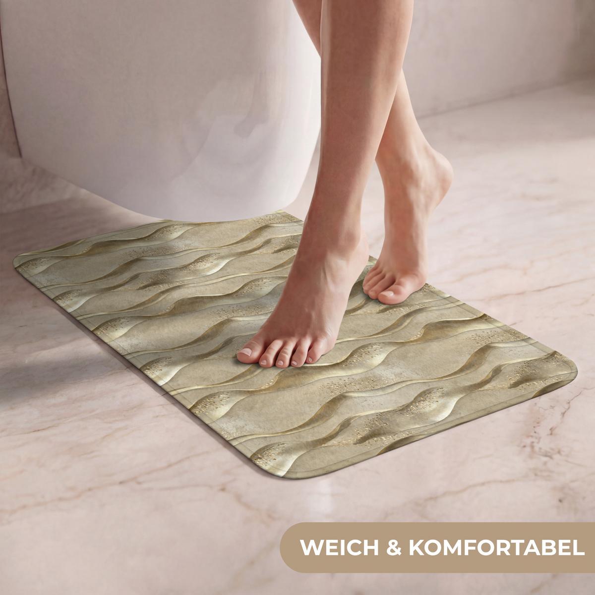 WC-VORLEGER Wellen - Muster - Gold WC Teppich 40x60 cm - Messingfarben, Textil (40/1cm) - OnlyWow