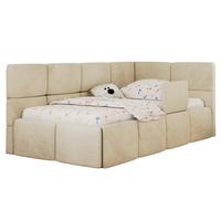 POLSTERBETT ARVO ALTA 90/200 - Beige Velvet - Ohne Matratze - Rechts - Beige, Textil (90/200cm) - MKS