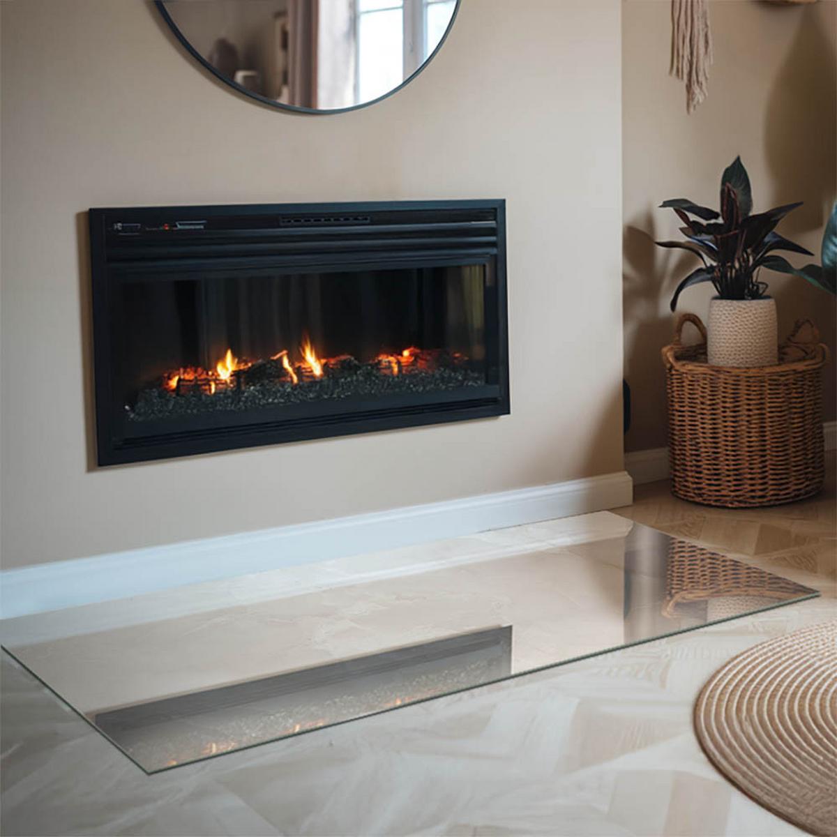 GLASPLATTE für Kamin 140x70 cm - Creme, Glas (140/70/0.4cm) - TULUP