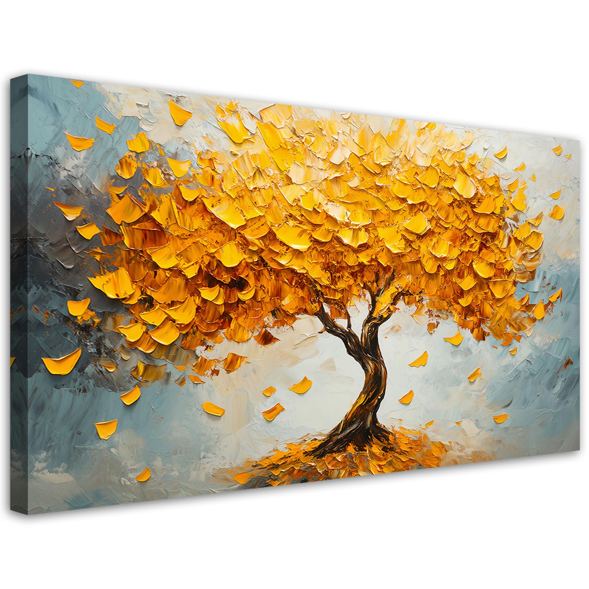 LEINWANDBILD Goldene Baum-Abstraktion 120x60cm - Gelb, Textil (120/60cm) - Feeby