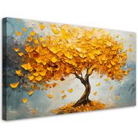 LEINWANDBILD Goldene Baum-Abstraktion 120x60cm - Gelb, Textil (120/60cm) - Feeby