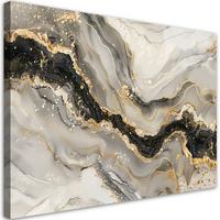 LEINWANDBILD Marmor mit Gold-Glamour-Stil 100x70cm - Grau, Textil (100/70cm) - Feeby