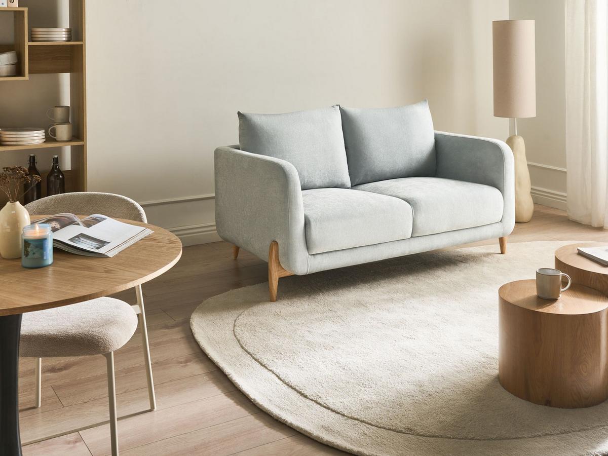 2-SITZER-SOFA Chenillegewebe Hellblau Gimo - Hellbraun, Textil (149/83/80cm) - Beliani