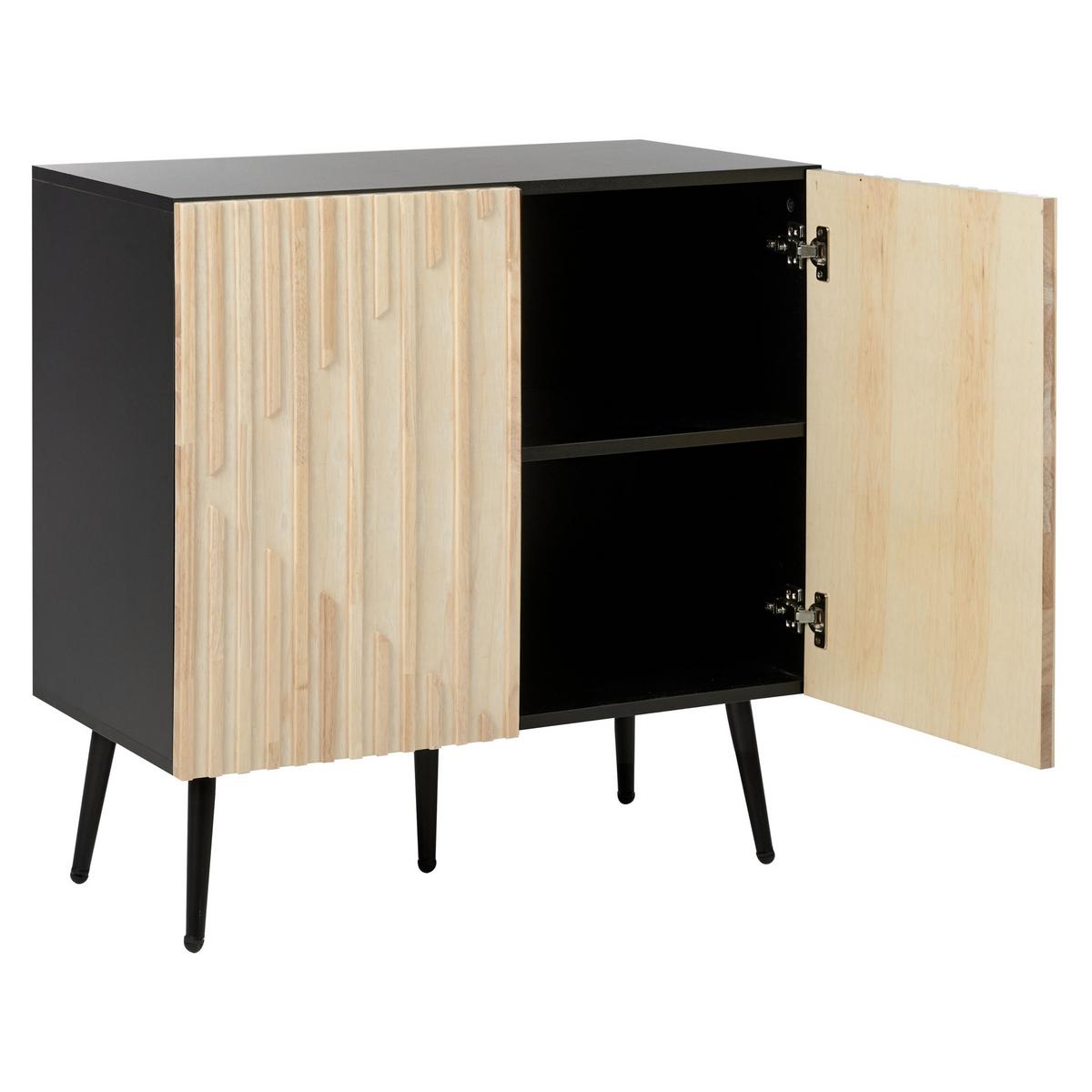SCHRANK Braun/Schwarz Dalcross - Braun, Holzwerkstoff (80/80/43cm) - Beliani