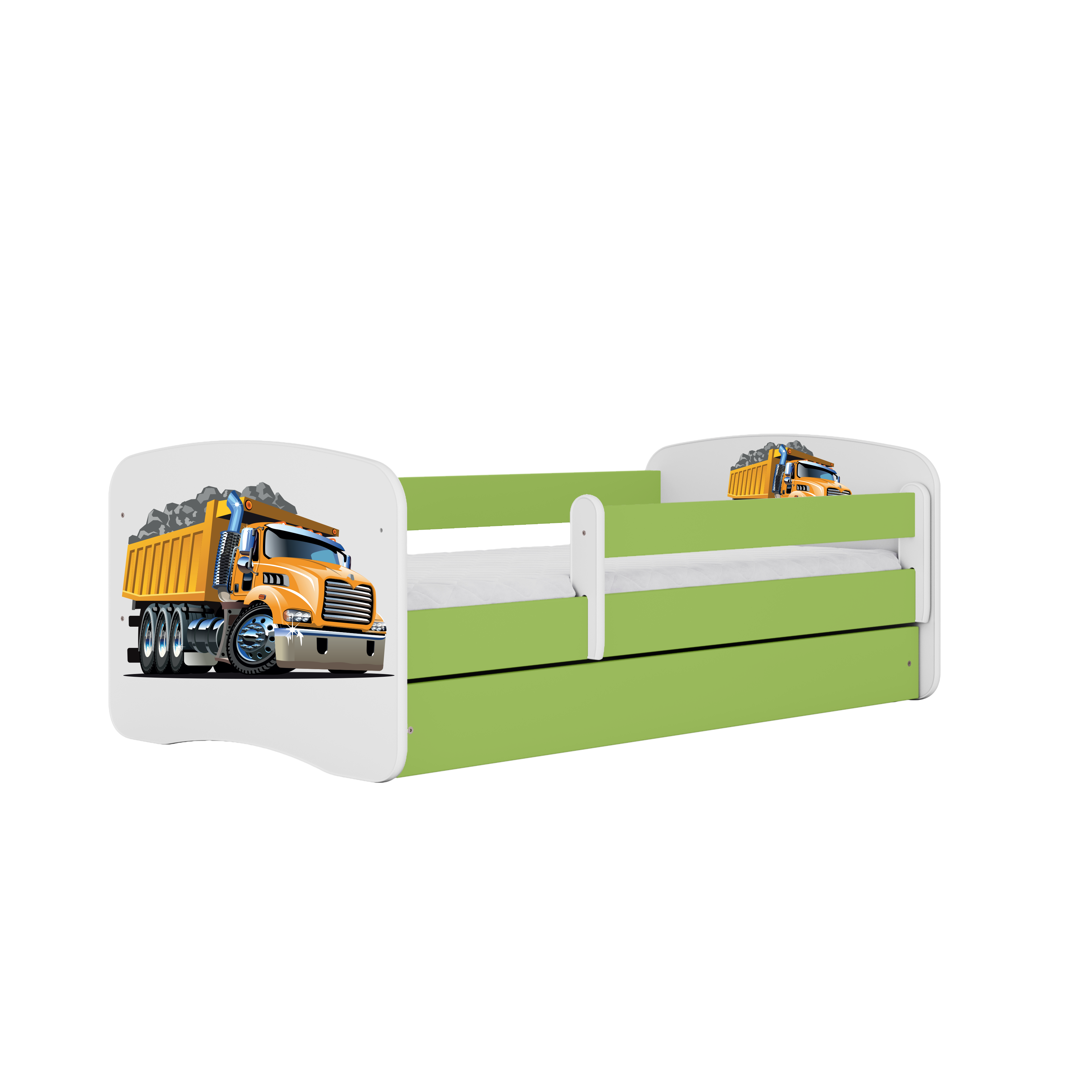 KINDERBETT Lastwagen mit Schublade 180/80 90/61/184 - Grün, Holzwerkstoff (80/180cm) - RAUMHIRSCH FURNITURE