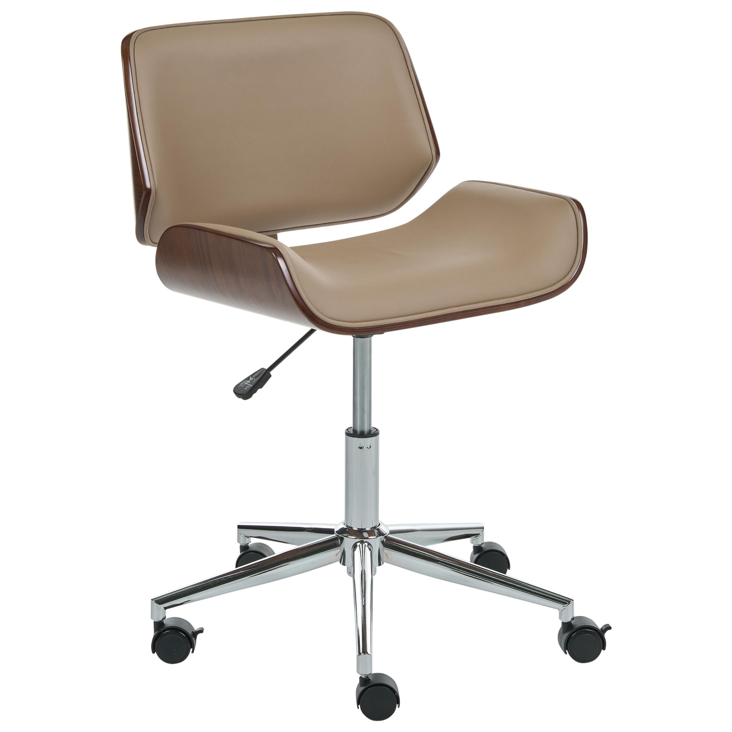 SCHREIBTISCHSTUHL Kunstleder Beige Totowa - Beige/Silberfarben, Kunststoff/Metall (54/77/39cm) - Beliani