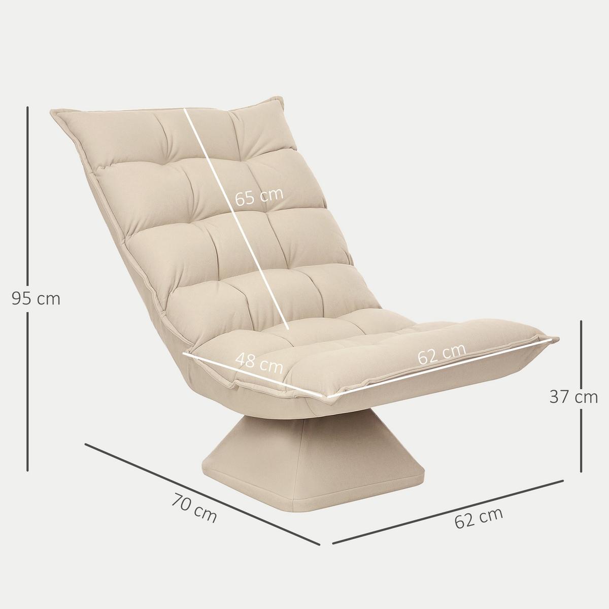 RELAXSESSEL Stahl, Leinenimitat, Beige - Beige, Metall (70/95/62cm) - HOMCOM