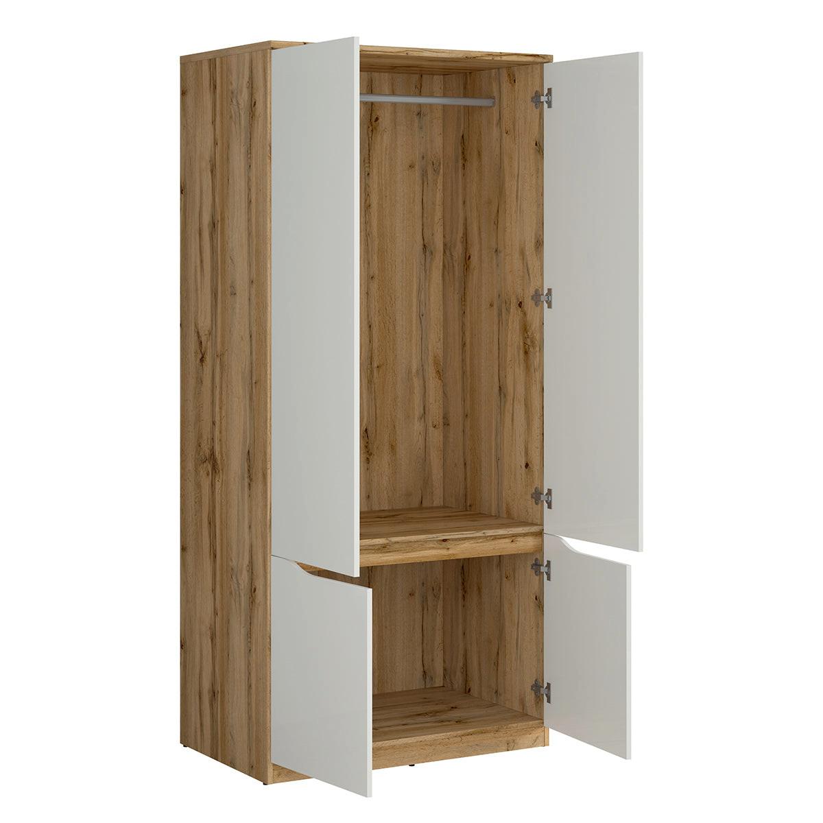 SCHRANK 2 Türen June Weiß und Holz - Weiß, Holzwerkstoff (90/198/58cm) - Petits-meubles