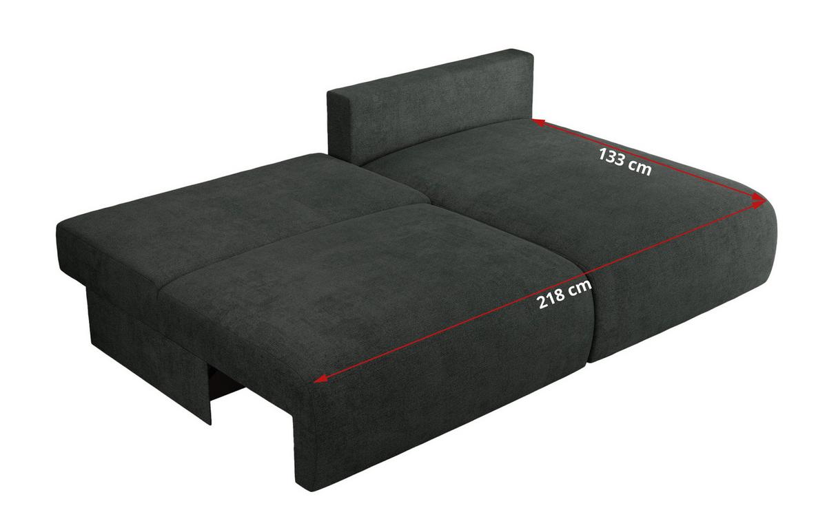ECKSCHLAFSOFA VIVO L Dunkelgrau Struktur - rechts - Dunkelgrau/Schwarz, Kunststoff/Textil (150/223cm) - MKS