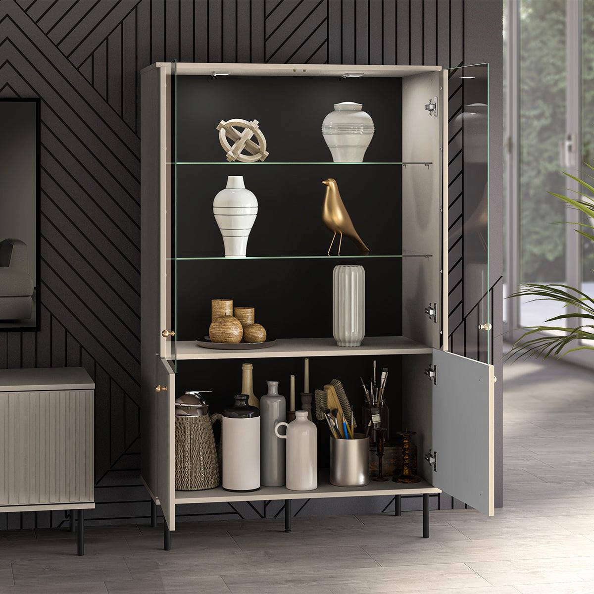 GESCHIRRSCHRANK Nova Beige - Beige, Holzwerkstoff (92/151/40cm) - Petits-meubles